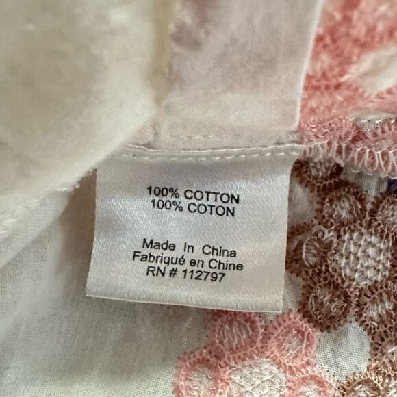 Miguelina Ali Wrap Dress Women's Med White Pink Embroiodered Sleeveless RTR - Picture 8 of 14